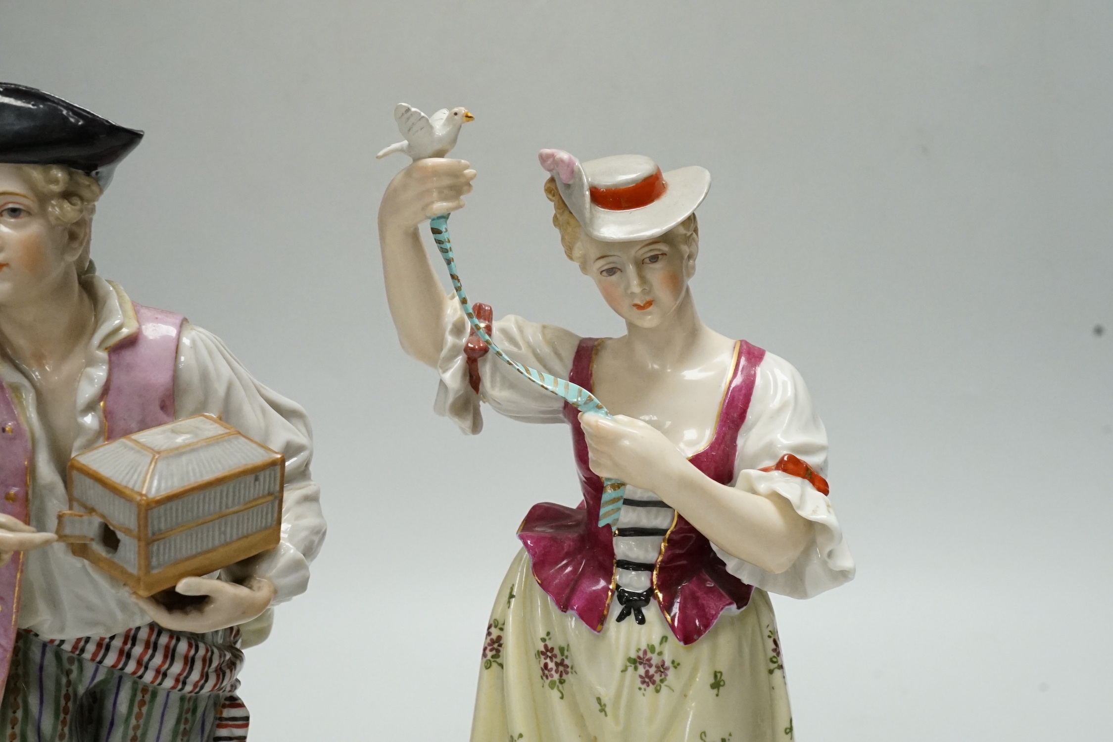 Two 19th century Ludwigsburg porcelain figures, 20cm